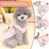 Cute Plaid Dog Dress Harness Leash Set for Small Medium Dog Cats Girl Pink Summer Pet Clothes Bowknot Puppy Princess Dresses Holiday Party Costume Outfits Chihuahua Yorkie Clothing（Pink,L）