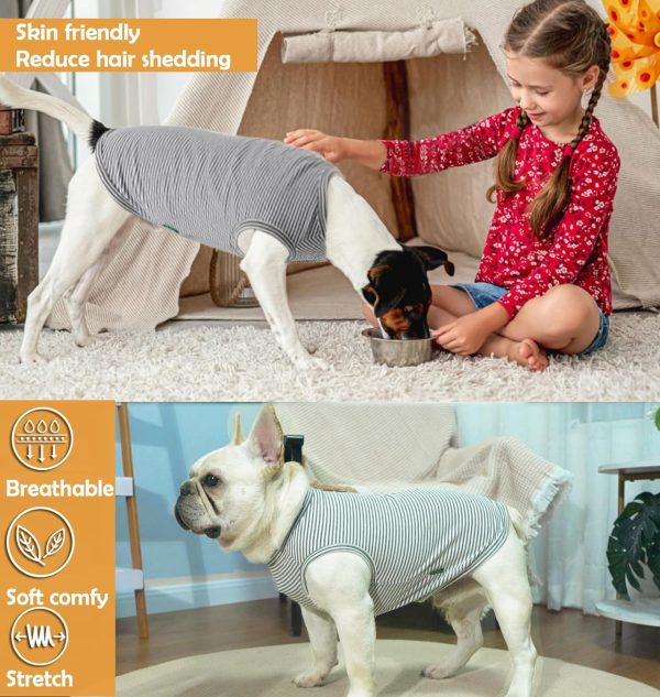 Dog Shirt,Combed Cotton T-Shirts,Soft Cool Boy Girl Tee for Small Dogs Kitty Puppy Chihuahua,Grey Striped S