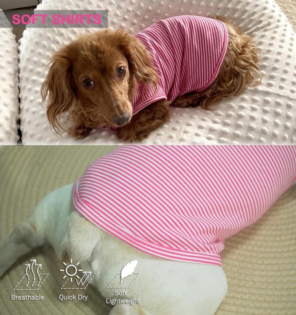 81c6d61qLwL._AC_SL1500 Dog Shirt,Combed Cotton T-Shirts,Soft Cool Boy Girl Tee for Extra Large Dogs Labrador,Pink Rose Striped XXXL