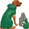 Dog Raincoat Reversible, Single Side Slicker Poncho Adjustable waterproof Dog Rain Jacket with Leash Hole/Reflective Stripe Hooded Snowproof Windproof Clothes for Small to 3X-Large Dogs, L