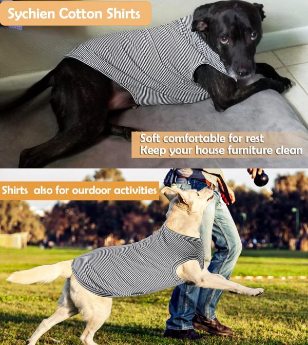Dog Shirt,Combed Cotton T-Shirts,Soft Cool Boy Girl Tee for Small Dogs Kitty Puppy Chihuahua,Grey Striped S