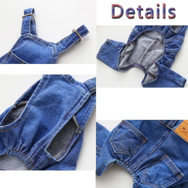 Dog Shirts Clothes Dog Denim Jumpsuit Overalls, Fashion Pet Jean Overalls Apparel, Comfortable Puppy Costumes for Small Medium Dogs&Cat, Dog Denim Shirts, Shirt & Pant Sets, Pets Outfits (M)