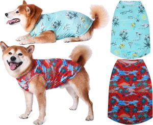 Dog Summer Cooling Shirts,Sun Protection Quick Dry Mesh Breathable Large UV Protection Tee-Shirt,Red+Blue L