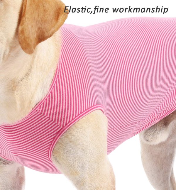Dog Summer T-Shirts Striped Cotton Vest,Pet Breathable Soft Basic Clothes for Small Medium Larg Boy Girl Dogs,L