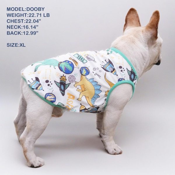 Dog Summer Clothes Dog Cooling Shirt for Small Dogs, Breathable Dog Cooling Vest Summer Dog Clothes French Bulldog Clothes for Small Dogs Boy Girl Frenchie Chihuahua, Dinosaur Pattern