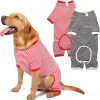 Dog Pajamas Cotton Striped Pup Jumpsuit, Breathable 4 Legs Basic Pjs Shirts for Puppy and Cat, Super Soft Stretchable Dog Jammies for Boys and Girls (Small, Pink+Green)
