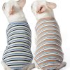 Dog Shirts Cotton Striped T-Shirt, Summer Pet Clothes for Small Dogs, 2-Pack Soft Puppy Apparel Cat Tee, Breathable Stretchy, Blue Yellow XL