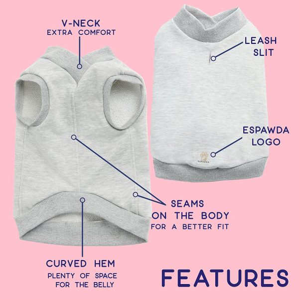 Casual Stretch Comfort Cotton Dog Sweatshirt Sweater Vest for Small Dogs, Medium Dogs, Big Dogs (3X-Large, Black)