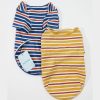 Dog Shirts Cotton Striped T-Shirt, Summer Pet Clothes for Small Dogs, 2-Pack Soft Puppy Apparel Cat Tee, Breathable Stretchy, Blue Yellow XL