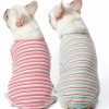 Dog Shirts Cotton Striped T-Shirt, Summer Pet Clothes for Small Dogs, 2-Pack Soft Puppy Apparel Cat Tee, Breathable Stretchy, Blue Yellow XL