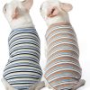 Dog Shirts Cotton Striped T-Shirt, Summer Pet Clothes for Small Dogs, 2-Pack Soft Puppy Apparel Cat Tee, Breathable Stretchy, Blue Yellow XL