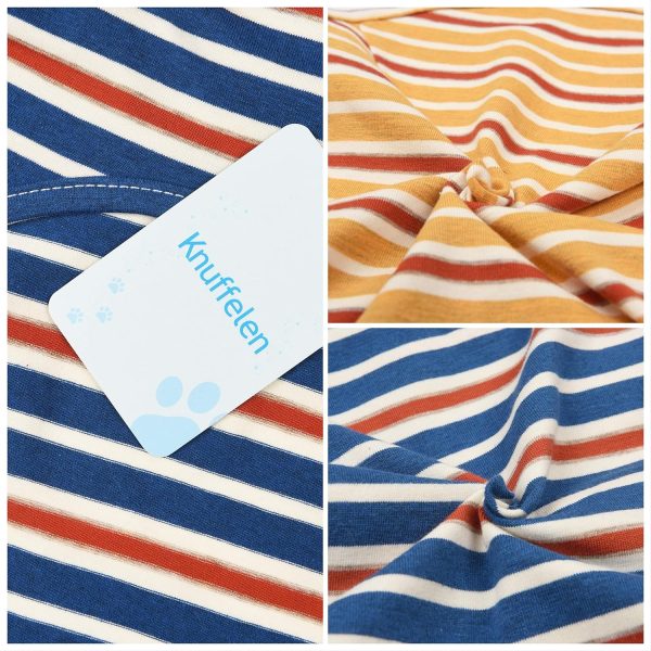 Dog Shirts Cotton Striped T-Shirt, Summer Pet Clothes for Small Dogs, 2-Pack Soft Puppy Apparel Cat Tee, Breathable Stretchy, Blue Yellow XL