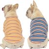 Dog Shirts Cotton Striped T-Shirt, Summer Pet Clothes for Small Dogs, 2-Pack Soft Puppy Apparel Cat Tee, Breathable Stretchy, Blue Yellow XL