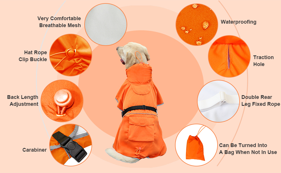 MDD22108 Dog Raincoat Orage 03