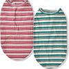 Dog Shirts Cotton Striped T-Shirt, Summer Pet Clothes for Small Dogs, 2-Pack Soft Puppy Apparel Cat Tee, Breathable Stretchy, Blue Yellow XL