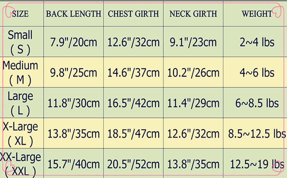 size chart